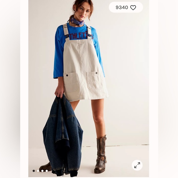 We The Free Dresses & Skirts - We the Free Denim Overall Smock Mini Top Dress Ivory Size S.